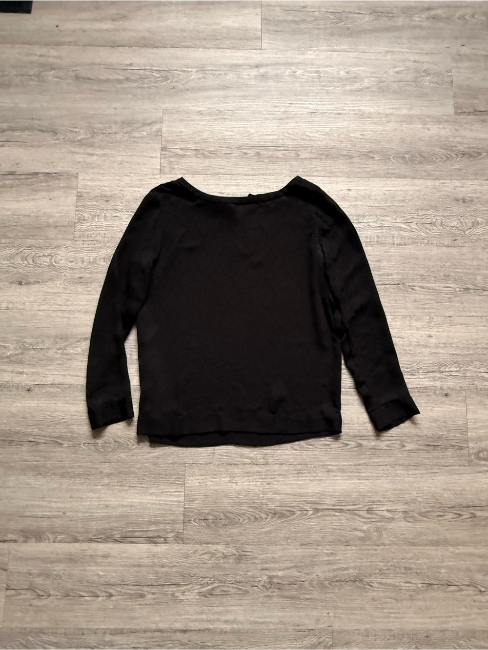 LOFT Black Long Sleeve Crewneck Blouse